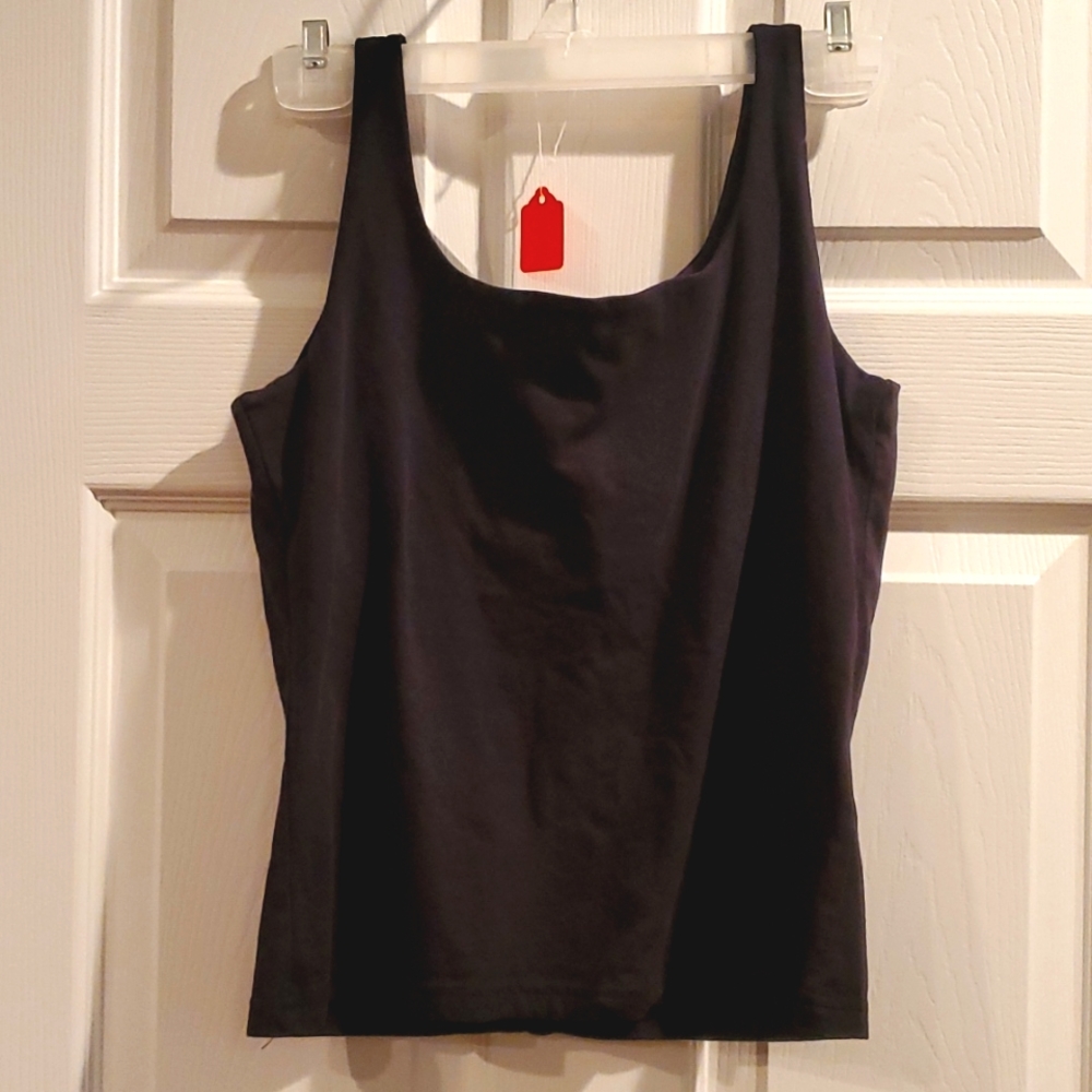 Karen Scott Navy tank with bra shelf, Petite Medium